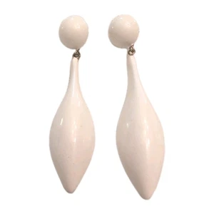Pendientes colgantes esculturales modernistas blancos llamativos de colección súper geniales - Imagen 1 de 4