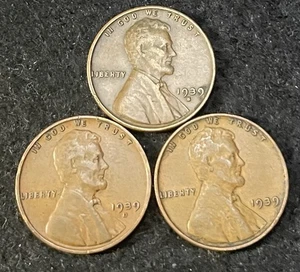 1939 P D S Lincoln Wheat Pennies- Free Shipping #2 - Picture 1 of 2