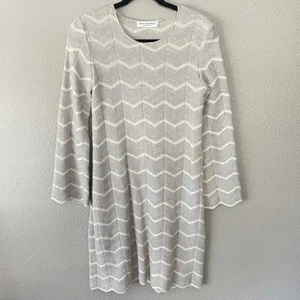 Amina Rubinacci Made In Italy Long Sleeve Wool Blend Chevron Sweater Dress 42 6 - Bild 1 von 7