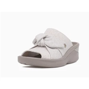BZEES sandalo donna sorriso comodo zeppa slide 6 larghi beige tessuto ghepardo nuovo con scatola - Foto 1 di 11