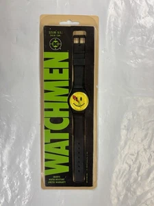 Vintage 1987 DC Comics Watchmen Black Watch Quartz Water Resistant Smiley Face A - Picture 1 of 9