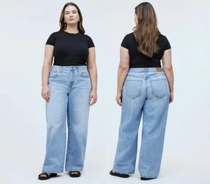 Madewell Plus Superwide Leg Jeans 32 Ahern Wash Light 100% Baumwolle Rigid High - Bild 1 von 8