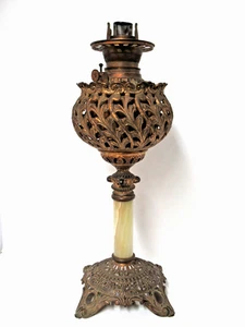 ANTIGUA LÁMPARA DE ACEITE PARA BANQUETE ORNAMENTADA B&H 1895 - Imagen 1 de 24