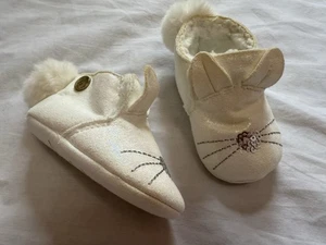 Scarpa Nicole Miller New York bambina taglia 6-12 M bianca coniglietto scintillante carina - Foto 1 di 9