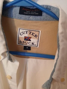 Cutter and Buck Men's White Oxford Button Down Long Sleeve Shirt M Front Pockets - Picture 1 of 17