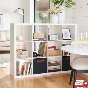 12-Cube Storage Organizer Open Back Bookcase Vertical Horizontal Storage System - Picture 1 of 10