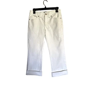 Pantalone Capri Bandolino Blu Denim Bianco Taglia 6 Petite - Foto 1 di 4