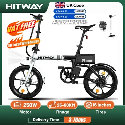 BK35 Faltbares Elektrofahrrad, 16 Zoll E Bike 250W City E-Bike max.Reichweite 25-60KM - Bild 1 von 4