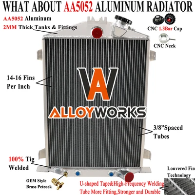 4 ROW ALUMINUM RADIATOR FITS 1932 FORD HI HIGH BOY STREET RAT ROD MODEL 18 B Foto 1 de 4