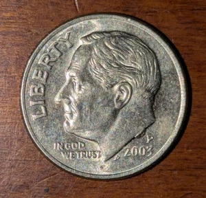 2003-P 10c Dime Die Break Mint Error Full Bands Torch Uncirculated Details Error - Picture 1 of 11