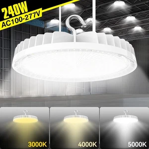 3000K/4000K/5000K UFO LED High Bay Light 240W Commercial Gym Shop Light US Plug - Picture 1 of 11