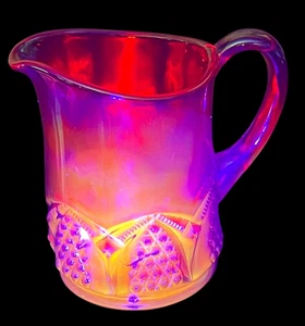 Vintage Fenton Red UV Reactive Amberina Carnival Glass Pitcher GLOWS! - Picture 1 of 14