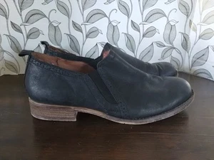 Josef Seibel Shoes Womens 41 Casual Slip On Low Wedge Loafer Black Leather - Picture 1 of 5
