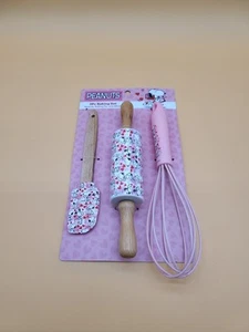 Peanuts New Snoopy 3 pc Baking Set Spatula Whisk Rolling Pin Valentine’s Day Set - Picture 1 of 8