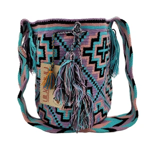 MULTI COLOR Colombian 🇨🇴 Handmade Large Wayuu Tribe Mochila Bucket Boho Bag - Picture 1 of 9
