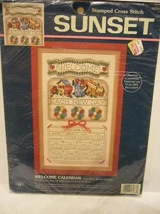 Sonnenuntergang Willkommenskalender 1998 gestempelt Kreuzstich Set  - Bild 1 von 3