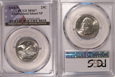 2018 S Cumberland Island NP Quarter 25c PCGS MS67 USA Flag - Image 1 of 2