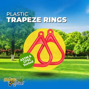 SWING SET STUFF PLASTIC TRAPEZE RINGS RED (PAIR) playground accessory wood 0005 - Picture 1 of 8