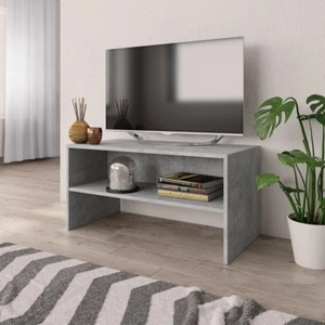 Small Grey TV Cabinet Concrete Effect Media Unit With Shelf Television Stand UK - Picture 1 of 6