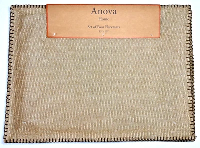 Anova Home Placemats (4) BROWN HEMSTITCH 100% COTTON 13 X 19 NIP - Image 1 of 2