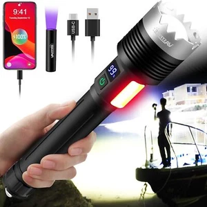 Worlds Brightest Best Flashlight 2024 Rechargeable Flashlights Large, Black - Picture 1 of 8