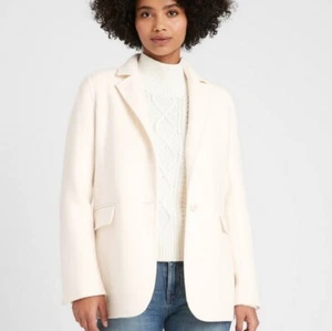 NWT BANANA REPUBLIC UNLINED DOUBLE FACED IVORY JACKET COAT $229 #620783 LP L PET - Picture 1 of 7