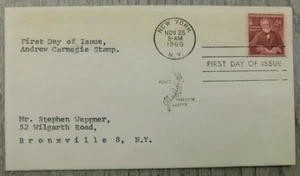 First Day Of Issue Andrew Carnegie New York 1960 Vintage Stamps Envelope Cover - Picture 1 of 4
