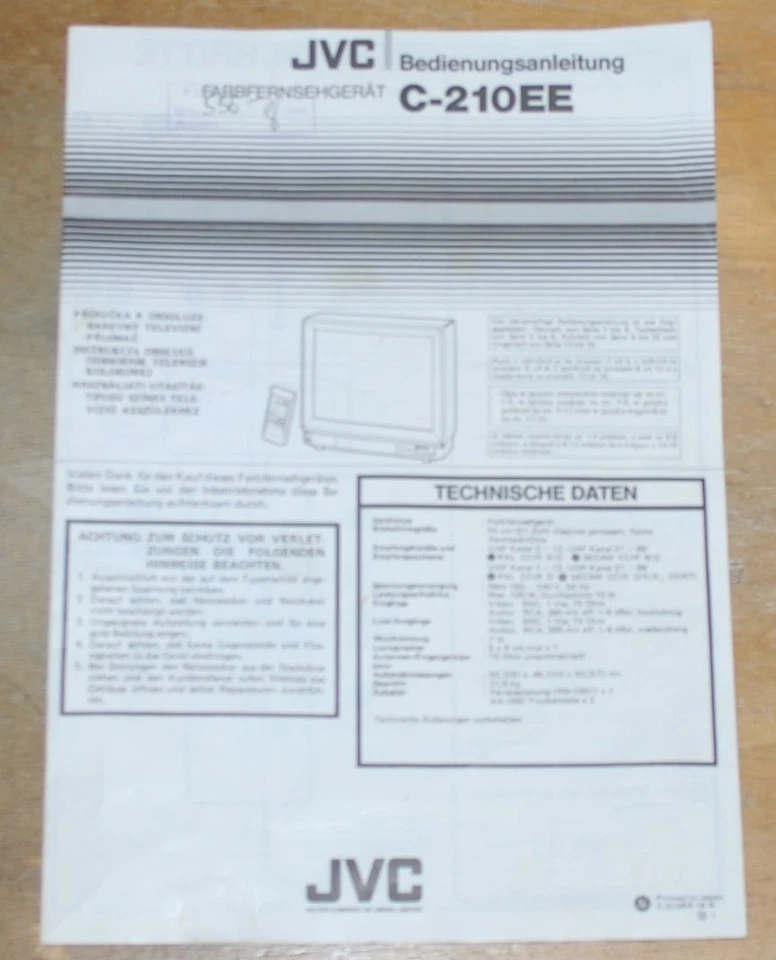 Operating Instructions Color TV Set JVC C-210EE German Czech Polish Hungarian  - Image 1 of 1