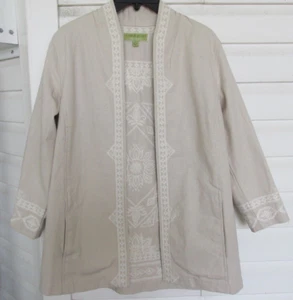 Embroidered SIGRID OLSEN SIGNATURE Tan Denim Jacket sz S NWT $229.00 - Picture 1 of 5