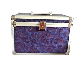 Purple/Blue Snake Print Vanity Case For Make Up Toiletries Etc - Picture 1 of 2