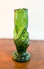 Handblown Green Glass Lady Liberty Torch Cornucopia Hand Vase Antique 8"h