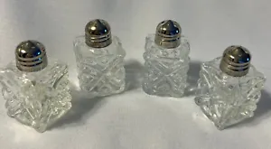 Set of 4 EALES 1779 Silverplate/Crystal Salt & Pepper Individual Shakers Japan - Picture 1 of 8