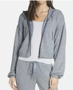 Nordstrom MAKE MODEL Lounge Zip Up Hoodie Blue Fleece Lined Sweatshirt M MEDIUM - Picture 1 of 10