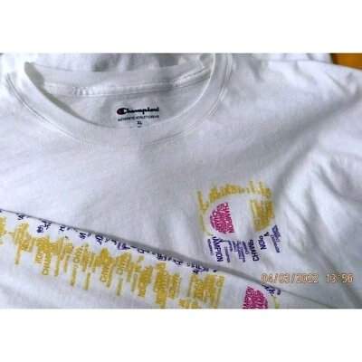 Champion Shirt Size XL Script Logo White Long Sleeve Los Angeles Lakers Colors - Image 1 of 4