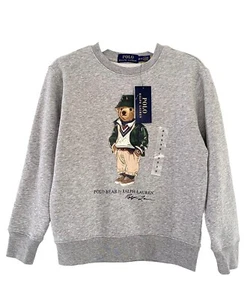 NWT Polo Ralph Lauren Big Boy’s S (8) Teddy Bear Grey Fleece Sweatshirt - Picture 1 of 4