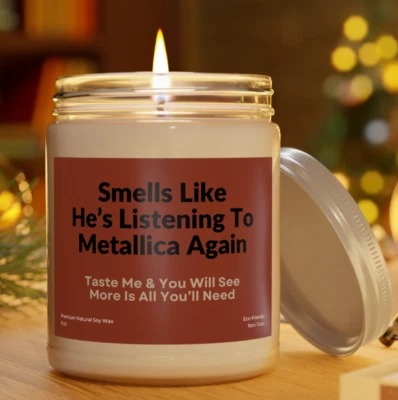 Customizable Metallica Premium Natural Candle 9 oz Rock Metal Music Decor Gift - Image 1 of 4