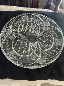 Vintage Heavy 12” Round Sawtooth Edge Hostess Sunflower Pattern Serving Platter - Picture 1 of 7