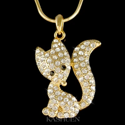 Carino Rosso Fox IN Swarovski Cristallo Wildlife Animale Amante Collana Gioielli - Immagine 1 di 4