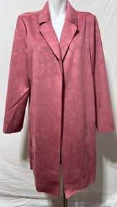 Tahari Damen offene Strickjacke XL Dusty Rose Mauve Blumen Kunstleder Optik NEU Neu mit Etikett - Bild 1 von 9