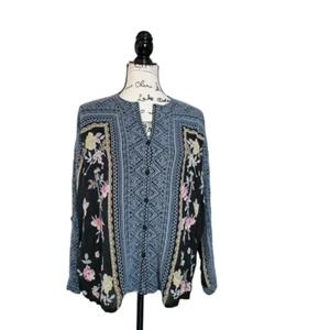 Johnny Was Embroidered Black Top - Size Small - Picture 1 of 11