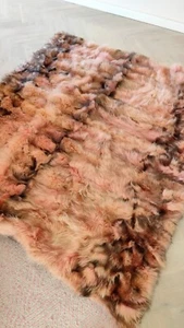 -Fuchsdecke Echt Fell Decke Fuchs Pelz Tagesdecke Plaid Rosa - Bild 1 von 11