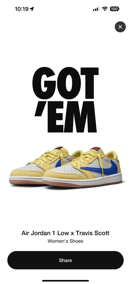 Travis Scott x Air Jordan 1 Retro OG SP Low Canary W - огромный
