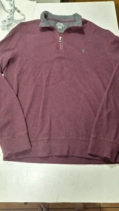 Suéter Polo Ralph Lauren Para Hombres M Borgoña 1/4 Cremallera Exterior Preppy Mezcla de Algodón - Imagen 1 de 5