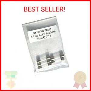 5 Amp Glass Fast Acting Cartridge Fuse, 125V UL Listed, 5-Pack - Picture 1 of 1