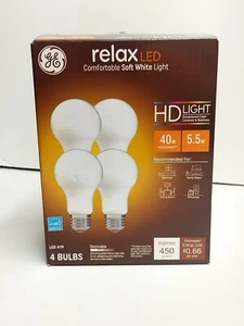 GE 93129437 HD LED Light Bulbs, Soft White, 5.5 Watt, 450 Lumens, 4-Pk. - - Picture 1 of 5