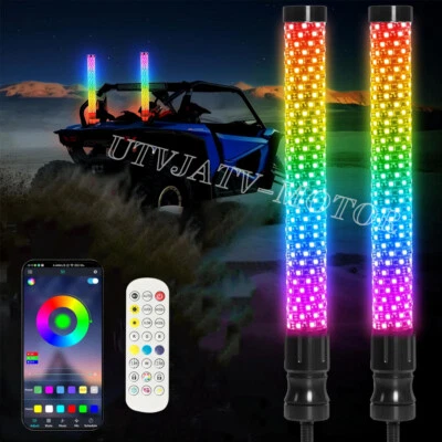 2PCS 2FT Fat LED Whip APP Antenas Whip Light For Can-Am Maverick X3 Max 1000R - Image 1 of 4