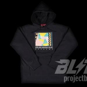 SS16 SUPREME MENDINI ATELIER MILAN HOODED SWEATSHIRT HOODIE BLACK SIZE M 2016 - Picture 1 of 3