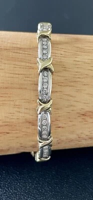 Brazalete de tenis de diamantes de 1,50 quilates de oro amarillo/blanco de 10 quilates. 7,2 pulgadas (F175) Foto 1 de 4