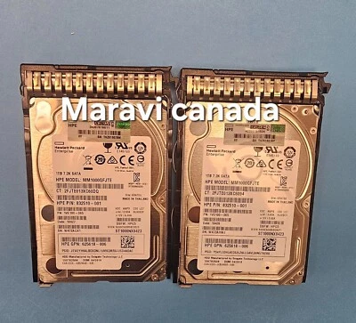 Lot 2 (2 pcs) HP 1TB 7.2K 6G MDL SFF 2.5" HDD 656108 ST1000NX0423 w/ G9/G10 tray - Image 1 of 3