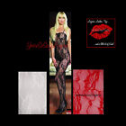 Women's LACE BODYSTOCKING Crotchless ROMANTIC ROSE Print OS Red or White